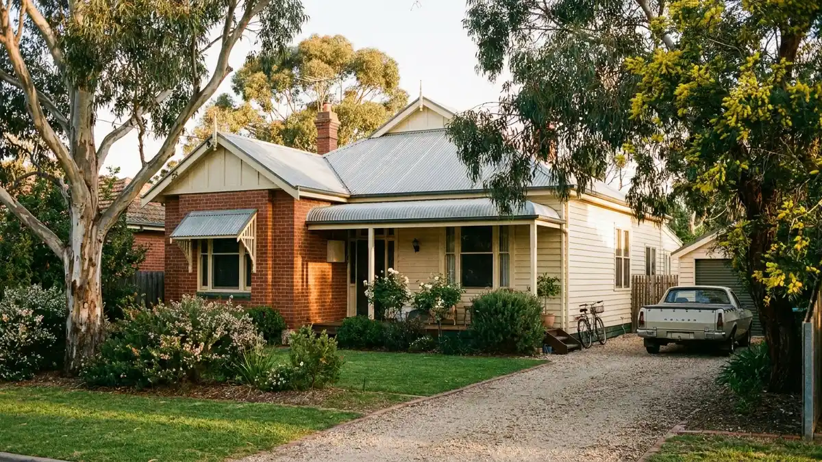 An established Australian suburban home in golden afternoon light